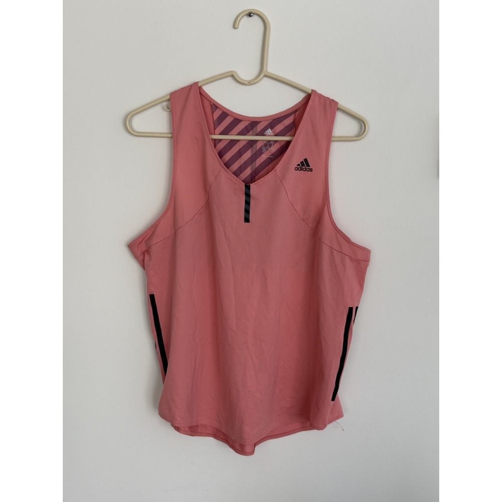 ✨3‎ for $20 adidas Women's XL Pink Mesh Stripe Back Athletic Workout Tank Top